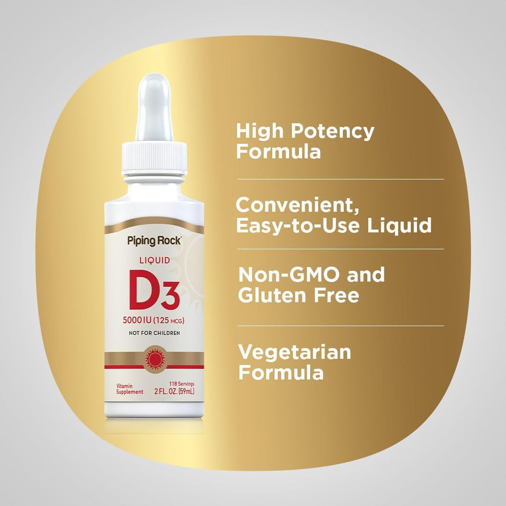 Piping Rock Vitamina D3 Líquida, 5000 UI