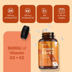 WeightWorld Vitamina D3 5000 UI + K2 MK-7 120 mcg - 120 Cápsulas