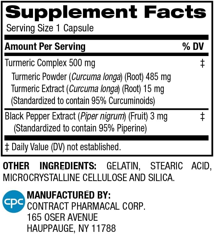 Earth's Splendor Complejo de Cúrcuma con Pimienta Negra 500mg, 90 Cápsulas