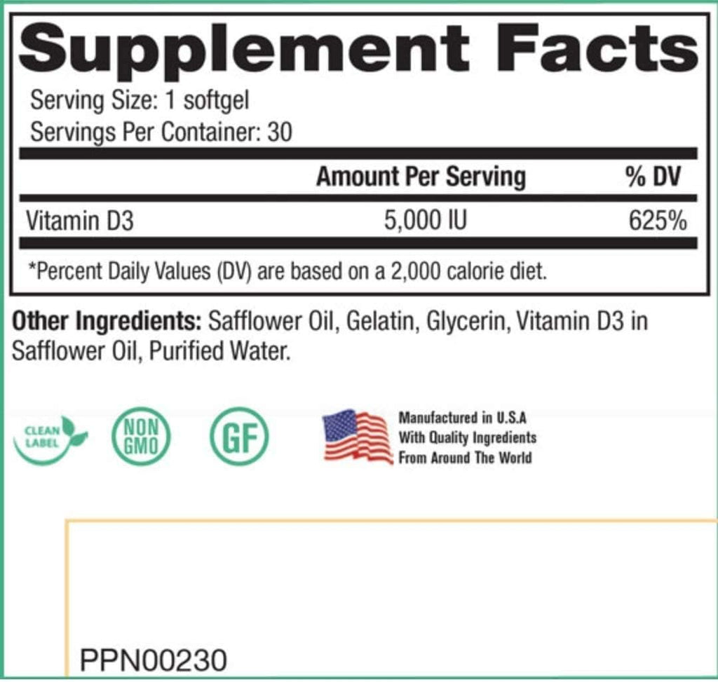 Peak Pure & Natural Peak D3 - Vitamina D3 5.000 UI (30 Cápsulas)