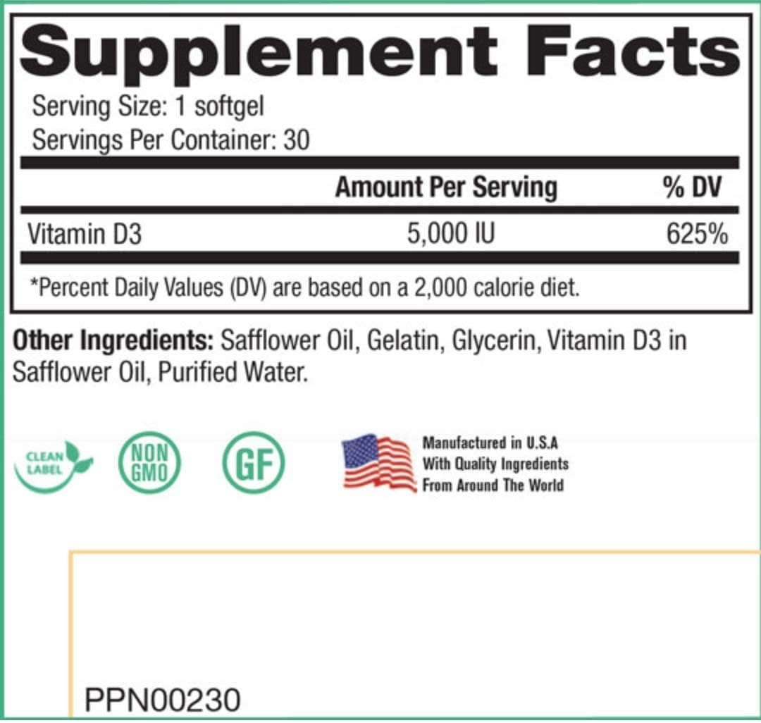 Peak Pure & Natural Peak D3 - Vitamina D3 5.000 UI (30 Cápsulas)