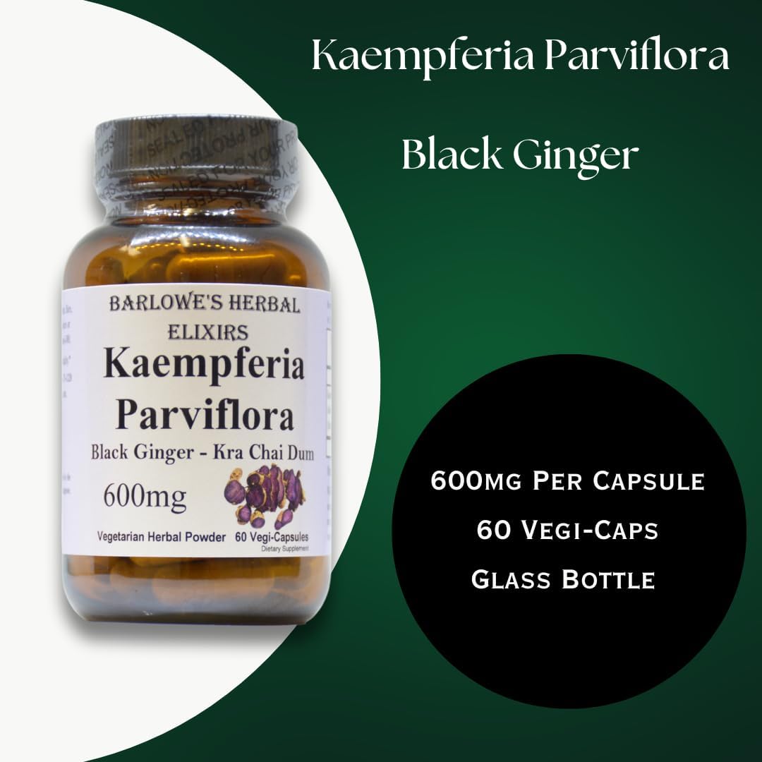 Barlowe's Herbal Elixirs Kaempferia Parviflora (Jengibre Negro) - 600mg, 60 Cápsulas Veganas