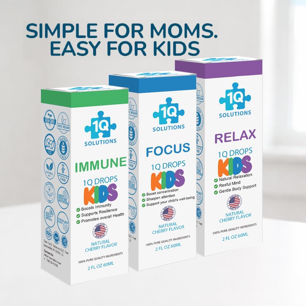 Kit de Salud 1Q Kids: Enfoque, Sueño e Inmunidad - 3 Suplementos Líquidos