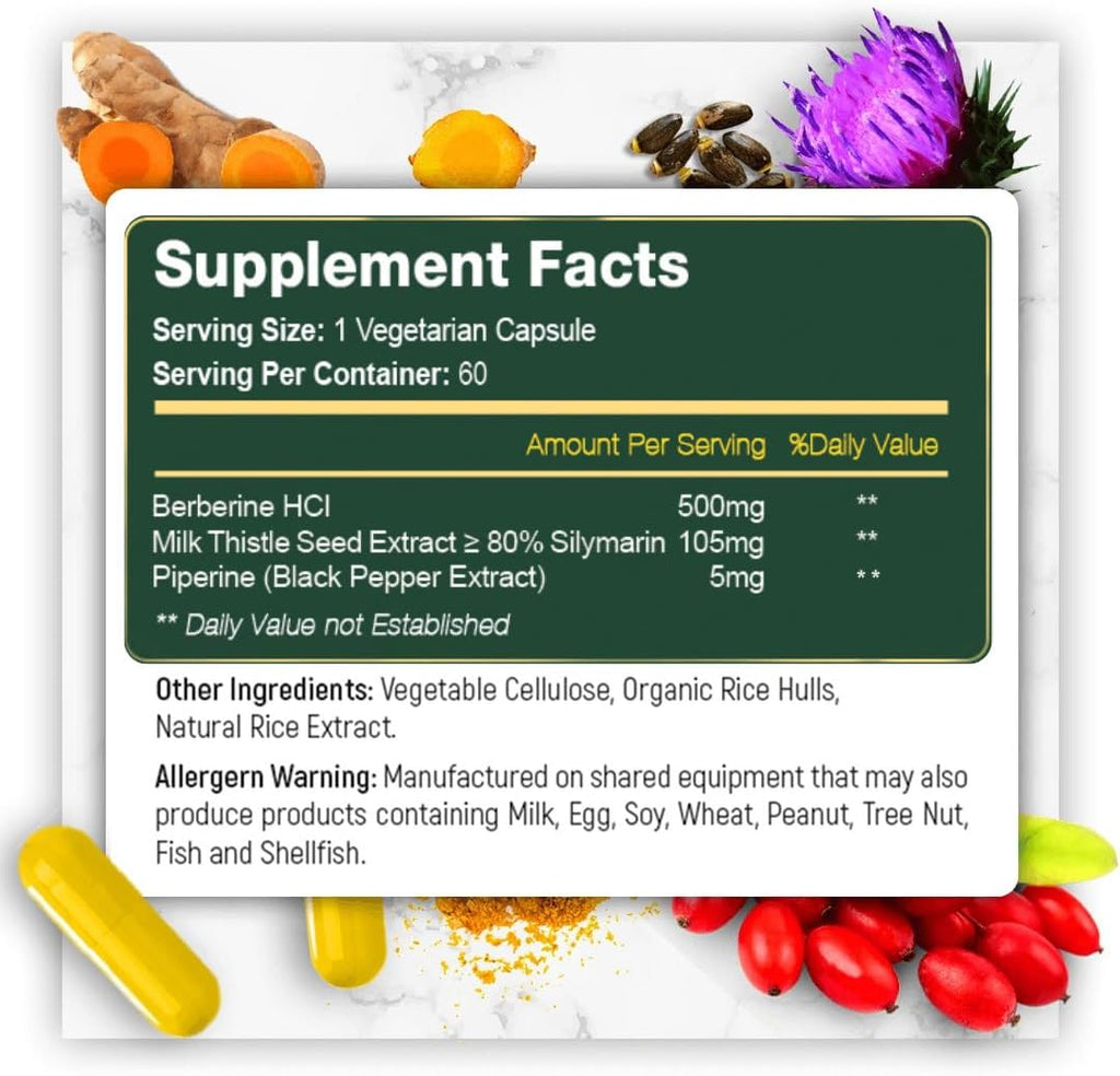 EzyAbsorb Berberina 500mg con LA-3 Activador Metabólico AMPK - 60 Cápsulas Vegetales