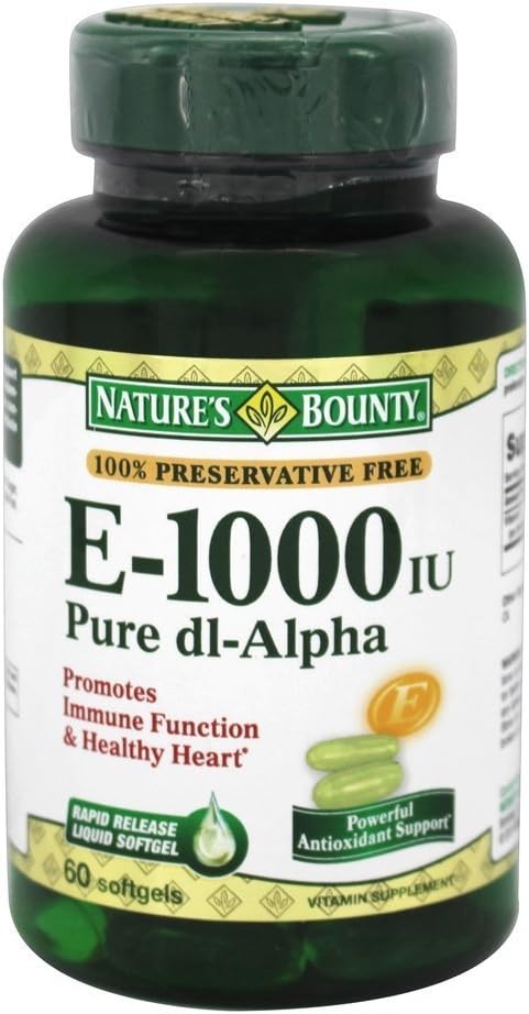 Nature's Bounty Vitamina E 1000 UI Cápsulas Blandas - 60 Cápsulas (Paquete de 2)