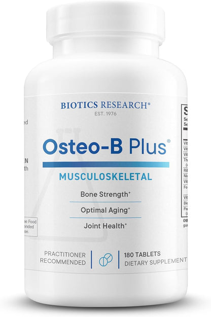 BIOTICS RESEARCH Osteo B Plus - 180 – Vitamina K: Contribuye a la mineralización ósea y a la coagulación normal. – Image 1