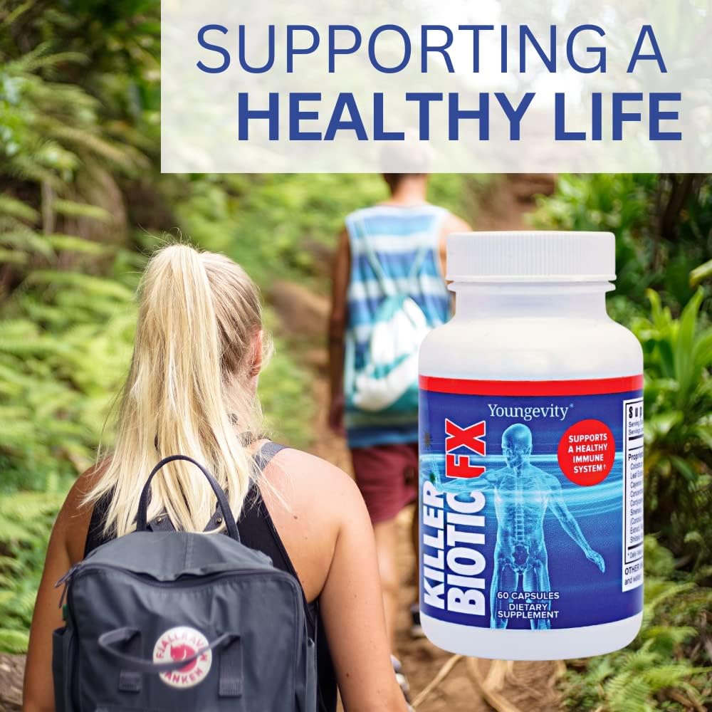 Youngevity Killer Biotic FX - Apoyo Inmunitario Natural con Propóleo, Hongos y Calostro (4 Botellas)