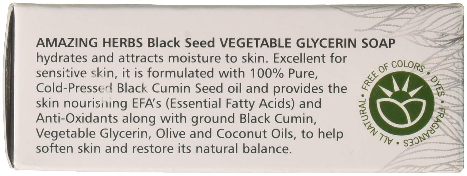 Amazing Herbs Jabón de Glicerina Vegetal con Semilla Negra, 120 g