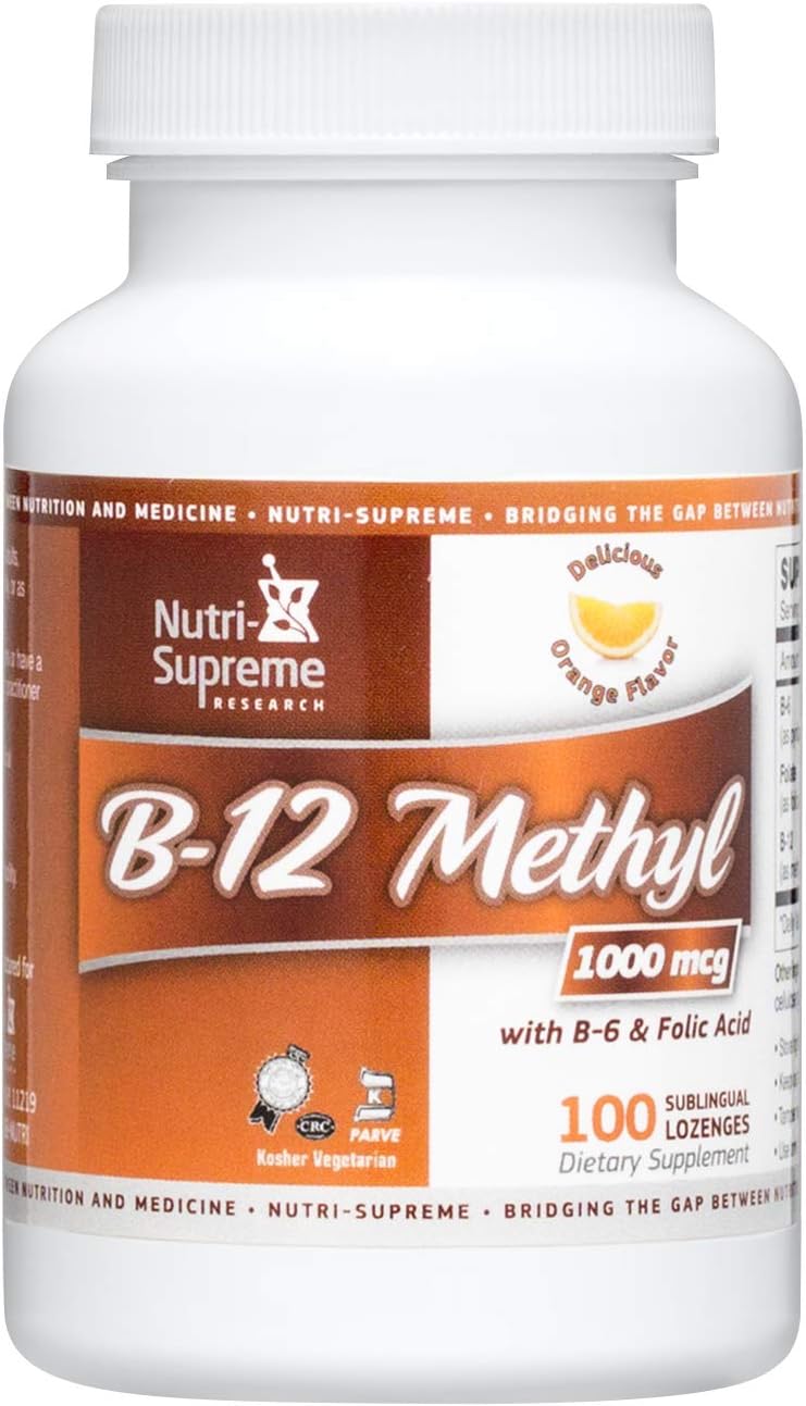 Nutri-Supreme Research B12 Metilcobalamina 1000 mcg + B6 + Ácido Fólico + Biotina, 100 comprimidos
