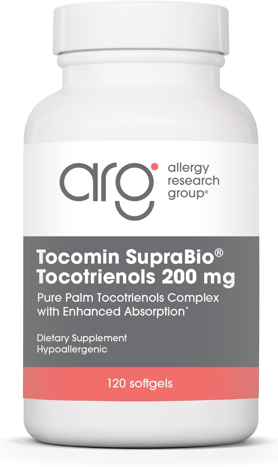 Allergy Research Group - Tocomin SupraBio Tocotrienoles 200 mg - Vitamina E de Aceite de Palma - 120 Cápsulas Blandas