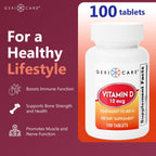 GeriCare Vitamina D-3 (10 mcg 400 UI) y Calcio (25 mg) - Complemento Alimenticio para Huesos, Músculos e Inmunidad - 100 Comprimidos