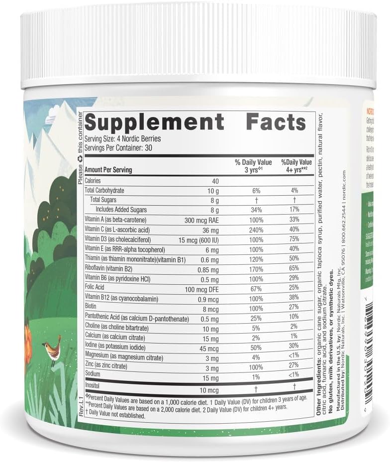 Nordic Naturals Nordic Berries, Cherry Berry - 120 Gominolas Multivitamínicas para Niños a Partir de 3 Años