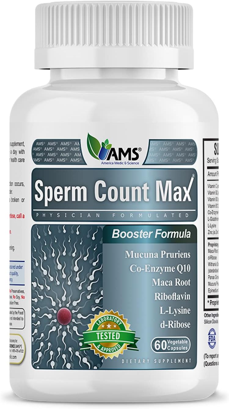 America Medic & Science Sperm Count Max (60 Cápsulas) - Suplemento de Fertilidad Masculina