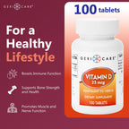GeriCare Vitamina D 25 mcg (1000 UI) - 100 Comprimidos para Huesos e Inmunidad