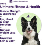 Dr. Bill’s Canine Ultimate Fitness & Health – Multivitamínico diario para perros para energía, longevidad y apoyo corporal total (680g)