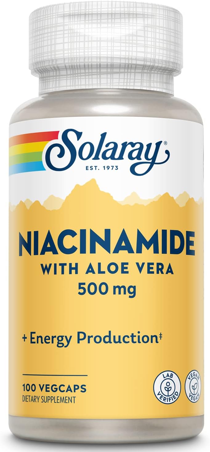 Solaray Niacinamida 500 mg – Vitamina B3, 100 Cápsulas Vegetales