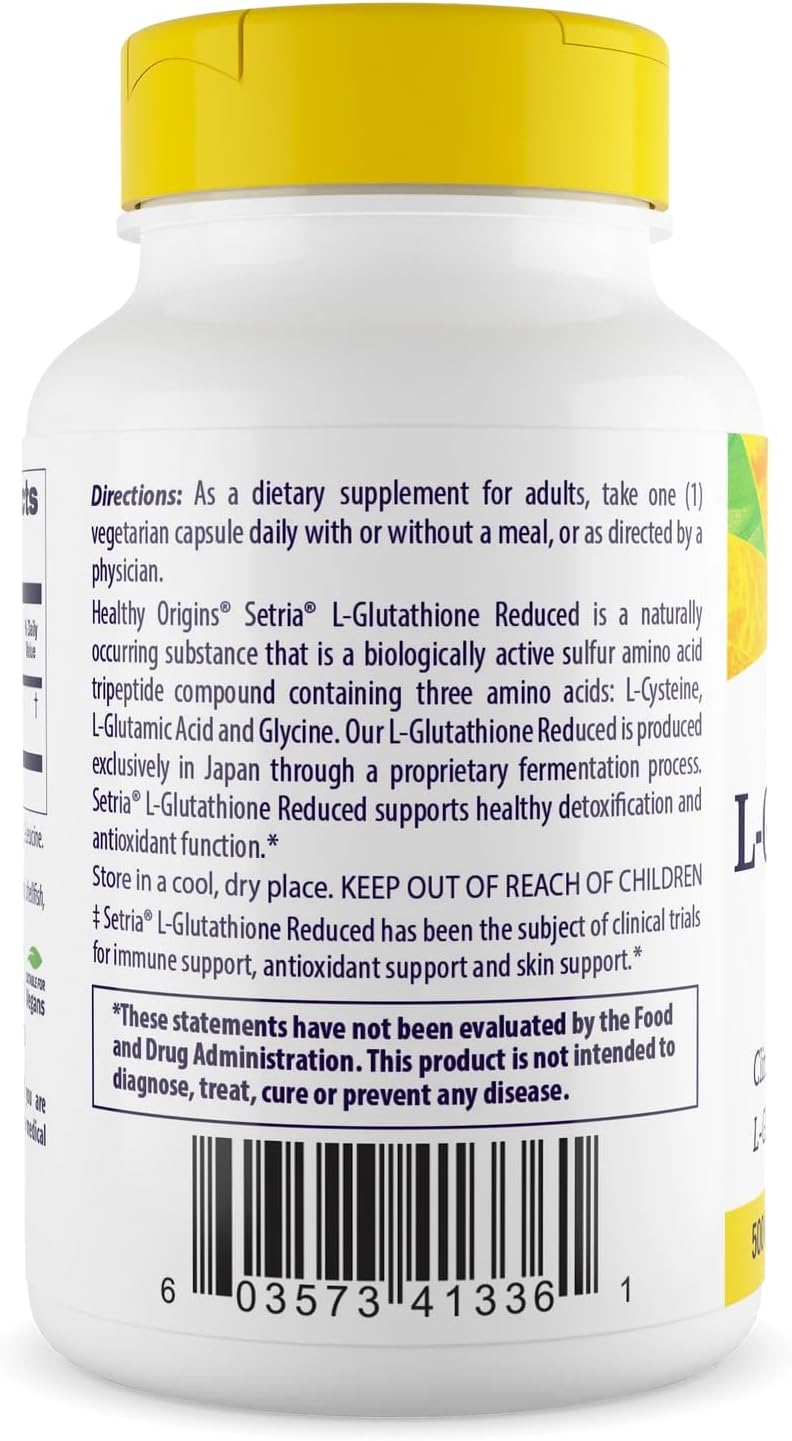 Healthy Origins Setria L-Glutión 500 mg, 60 Cápsulas Veganas
