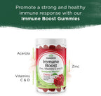 Swanson Immune Boost Gominolas con Acerola, Zinc, Vitamina C y D - 60 Gominolas Sabor Cereza