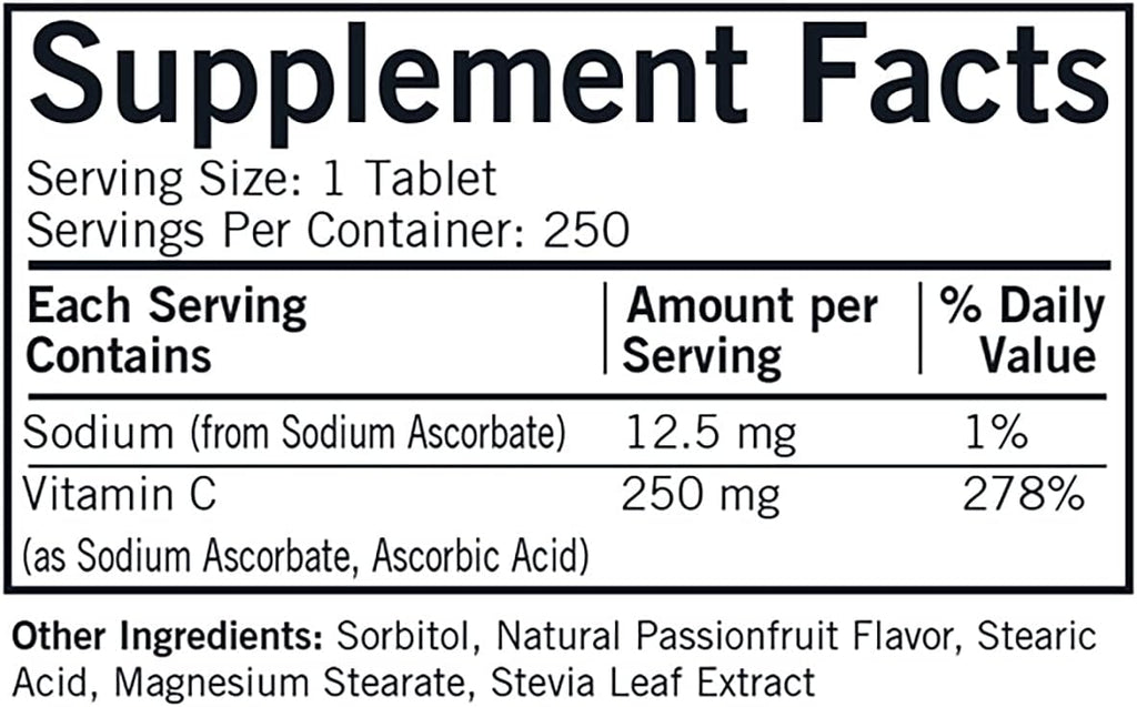 Kirkman Labs Vitamina C 250 mg Chewable Tablets with Stevia - 250 count