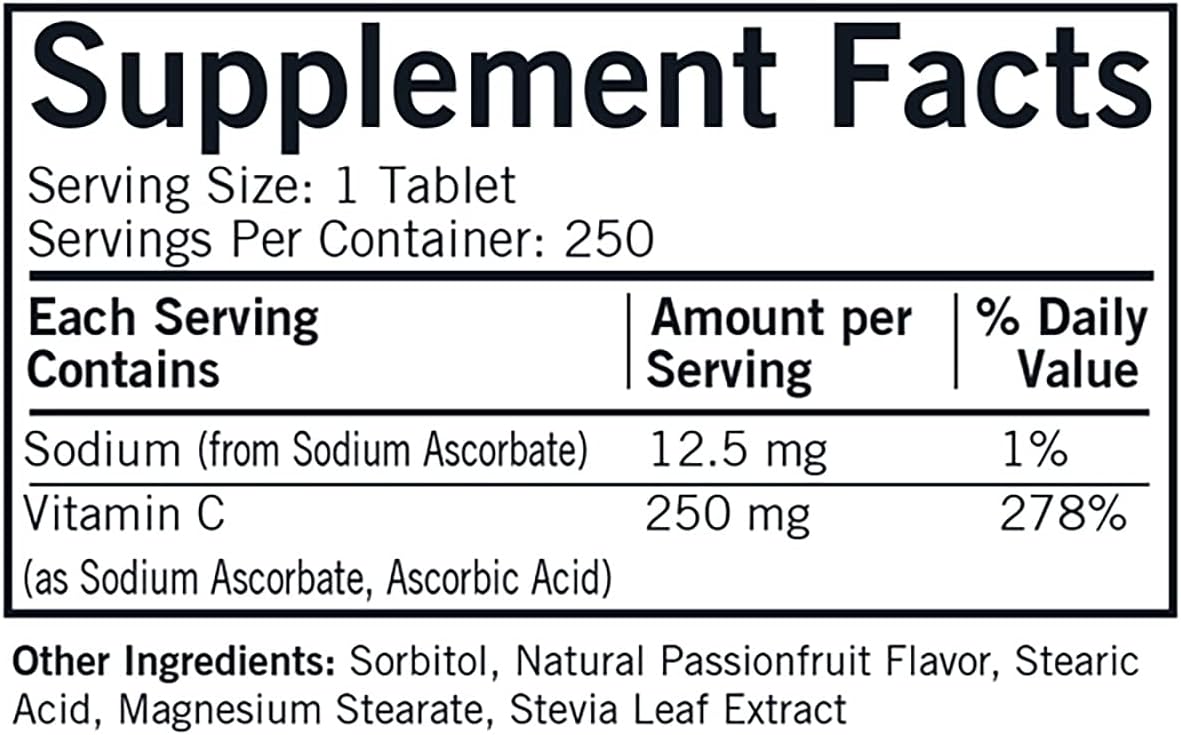 Kirkman Labs Vitamina C 250 mg Chewable Tablets with Stevia - 250 count