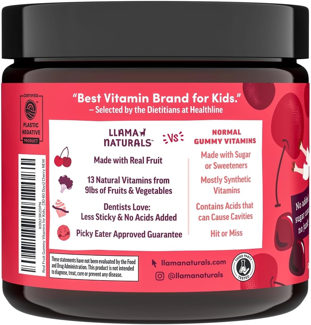 Llama Naturals Gomitas Multivitamínicas para Niños - Cherry, 180 uds.