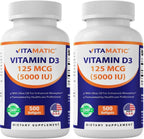Vitamatic Vitamina D3 5000 UI con Aceite de Oliva – 500 Cápsulas Blandas Mini