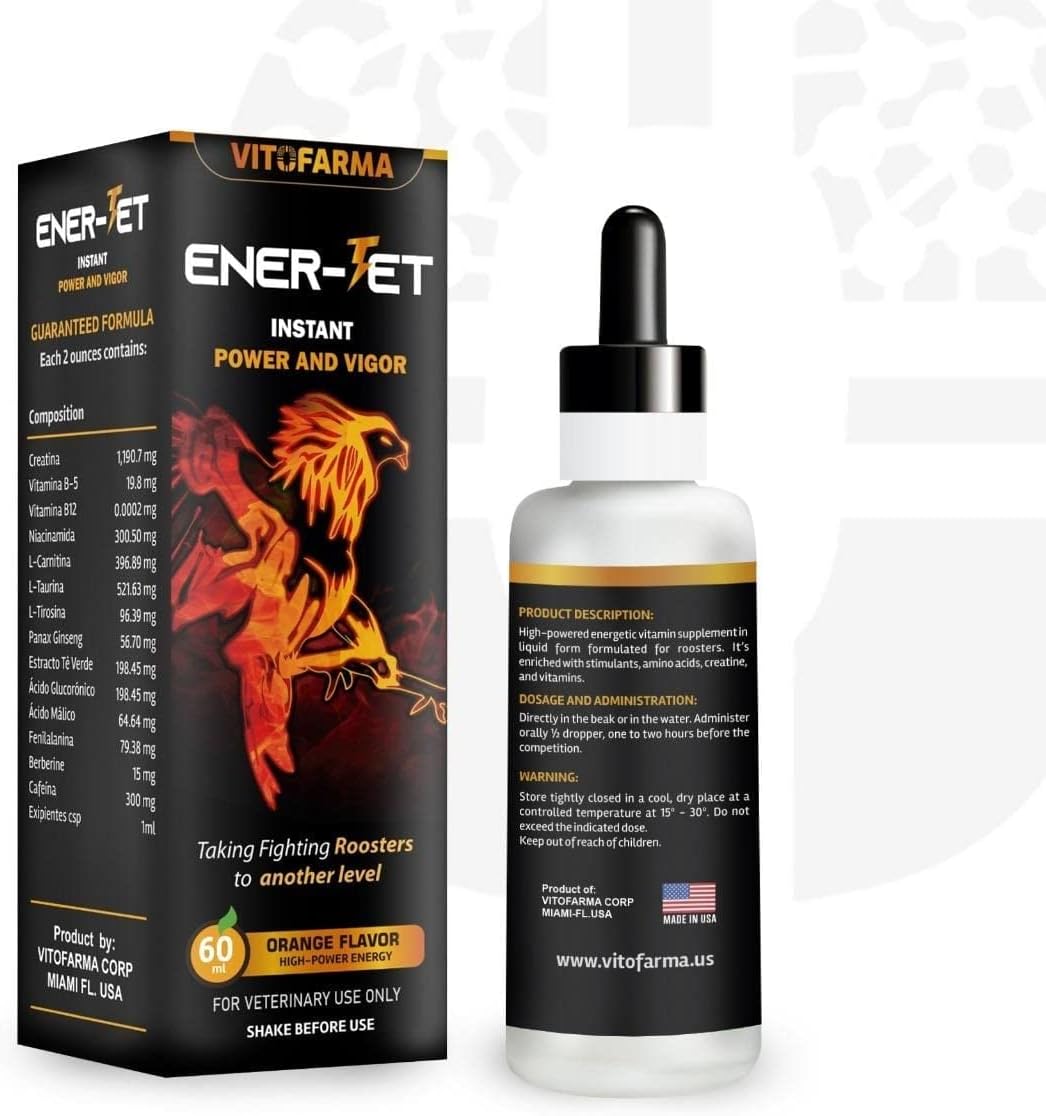 VITOFARMA Ener-Jet Energy Booster para Gallos - Multivitamínico Líquido Natural 60 ml