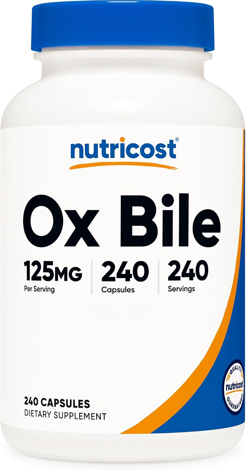 Nutricost Cápsulas de Bilis de Buey 125mg, 240 Cápsulas - No Transgénico