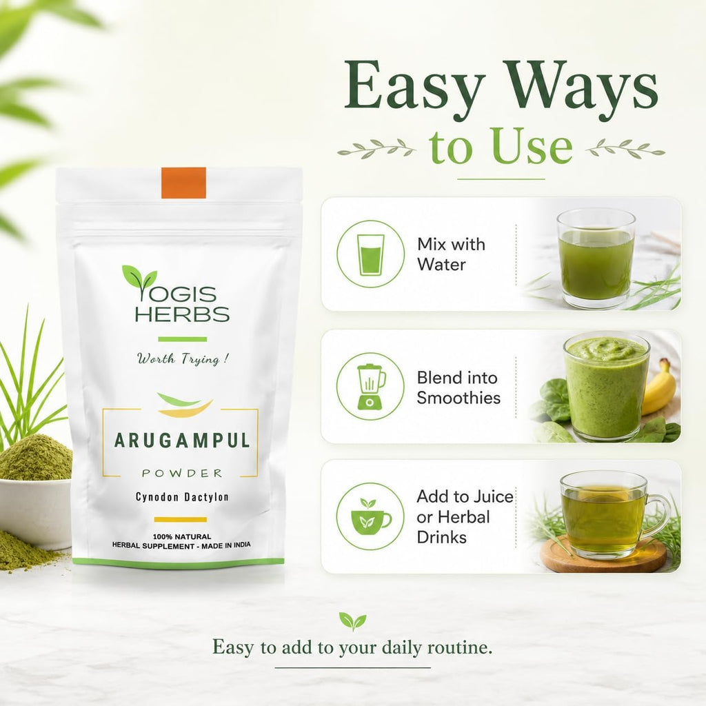 Polvo de Arugampul (Cynodon dactylon) - YOGIS HERBS - Hierba Tradicional Tamil