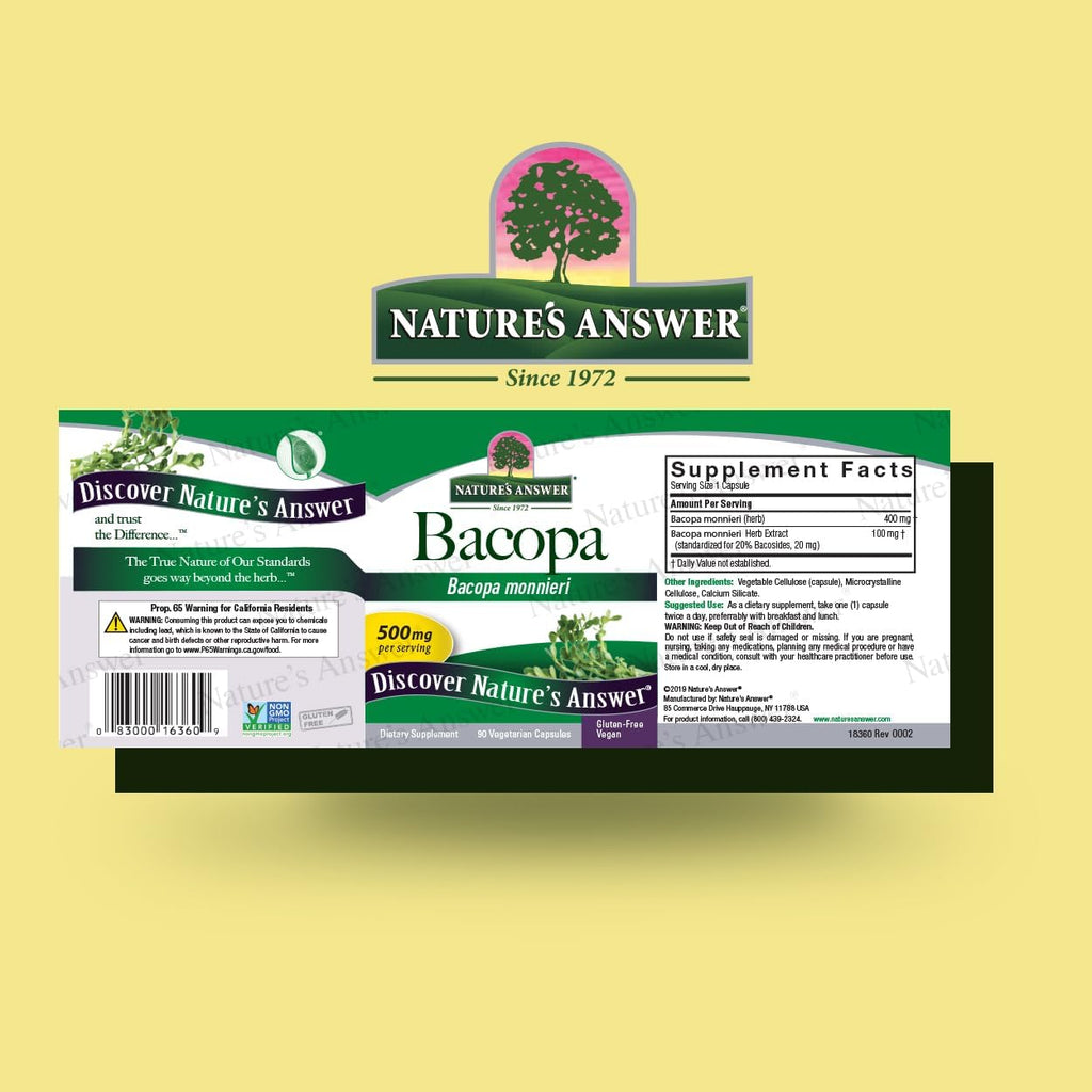 Nature's Answer Bacopa Monnieri 500mg – 90 Cápsulas Veganas