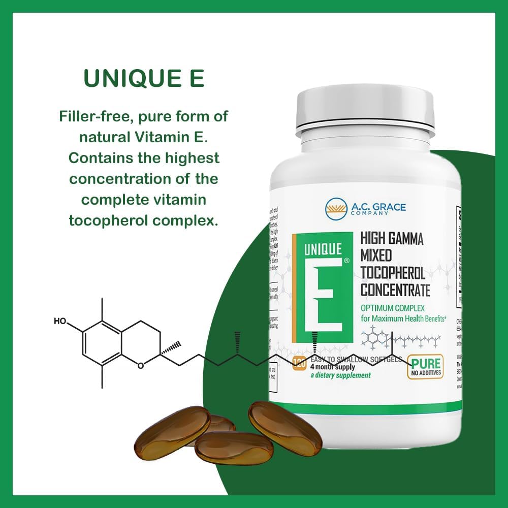 UNIQUE E A.C. Grace Company - Mixed Tocopherols, 120 Softgels - Natural Vitamin E