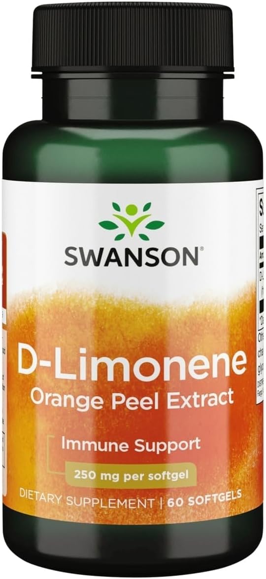 Swanson D-Limoneno - Suplemento de Extracto de Corteza de Naranja, 250 mg, 60 Cápsulas