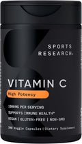 Sports Research Vitamina C de Alta Potencia - 1000 mg, 240 Cápsulas Veganas