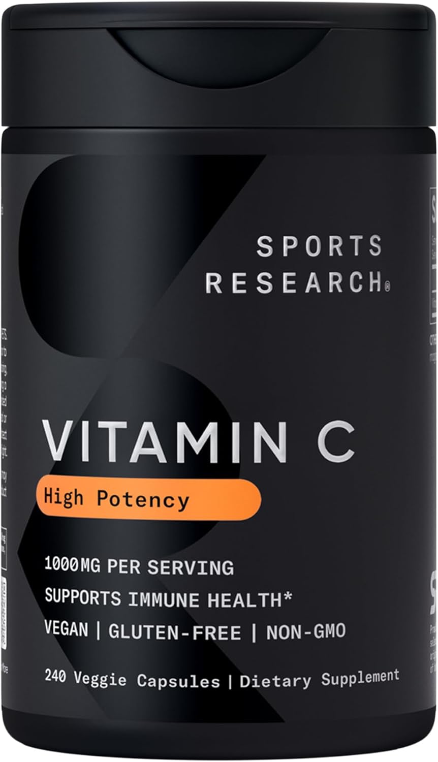 Sports Research Vitamina C de Alta Potencia - 1000 mg, 240 Cápsulas Veganas