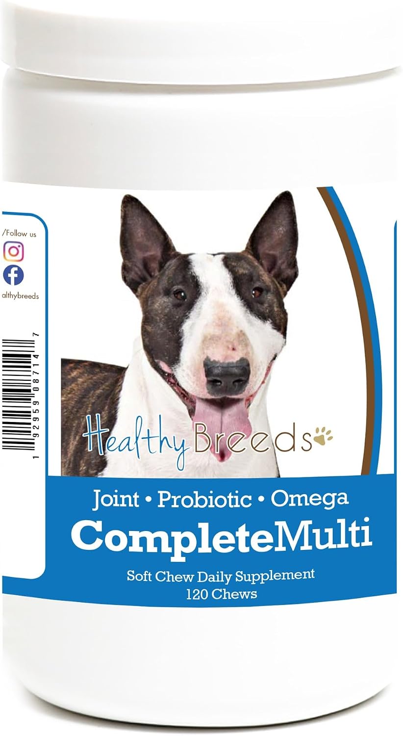 Healthy Breeds Multivitamínico Todo en Uno para Perros Miniature Bull Terrier - Masticables Blandos 120 unidades