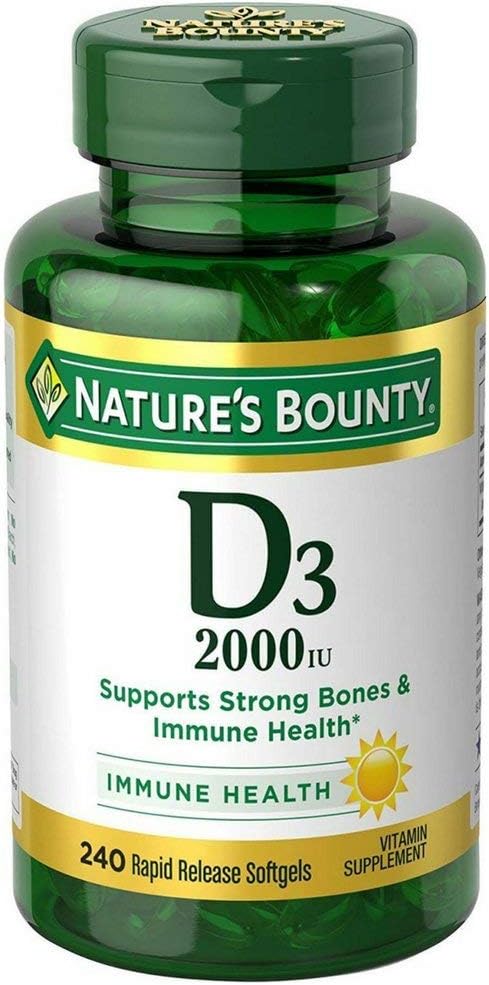 Nature's Bounty Vitamina D3 2000 UI, 150 Cápsulas Blandas (Paquete de 2)
