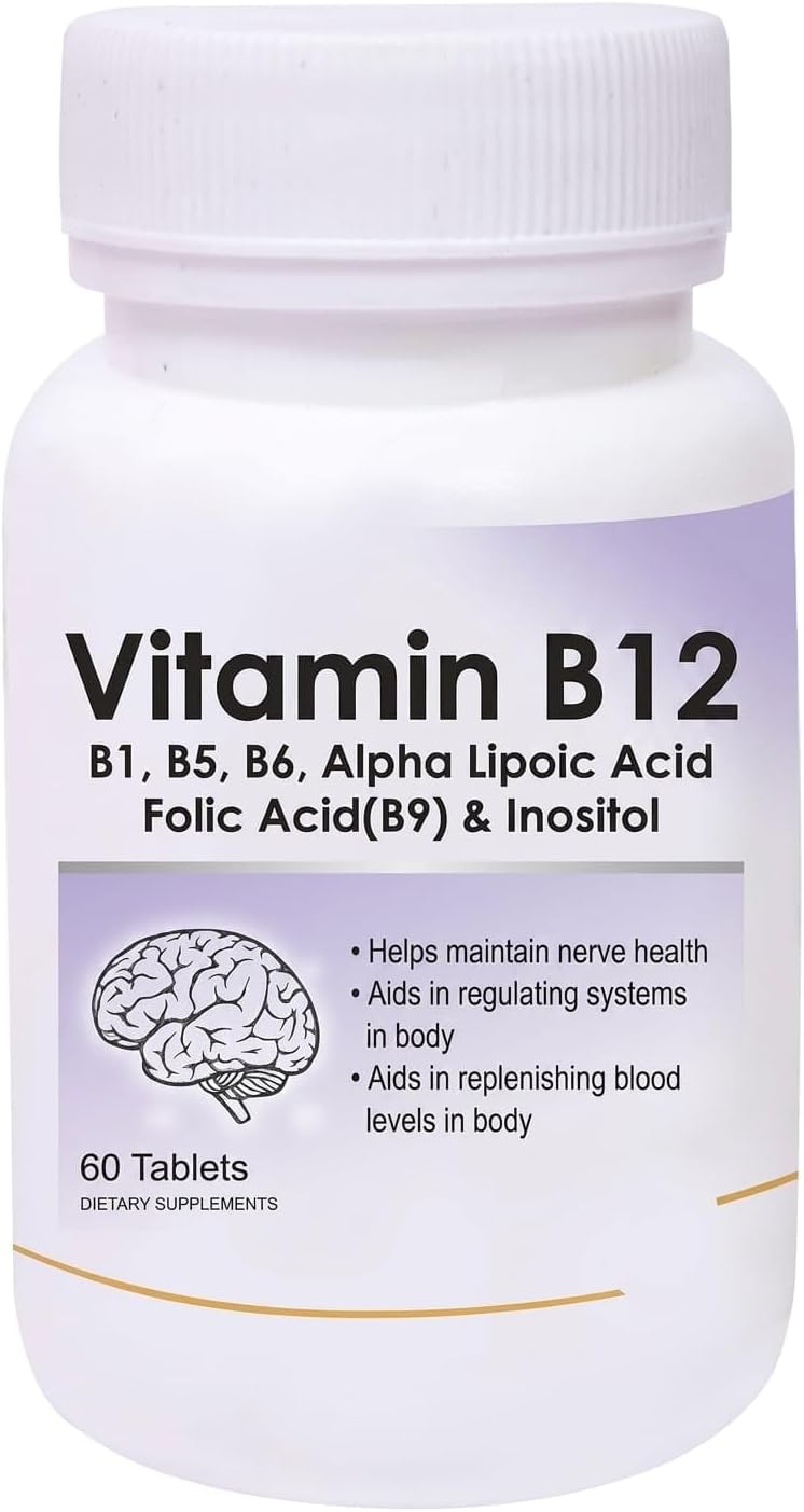 Vitamina B12 con Complejo B (B1, B5, B6, B9), ALA e Inositol | 60 Comprimidos