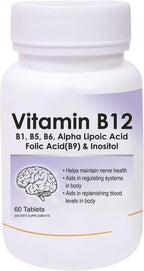Vitamina B12 con Complejo B (B1, B5, B6, B9), ALA e Inositol | 60 Comprimidos