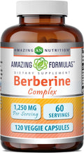 Amazing Formulas Berberine con Melón Amargo y Extracto de Banaba | 1250 mg por dosis | 120 Cápsulas Veganas