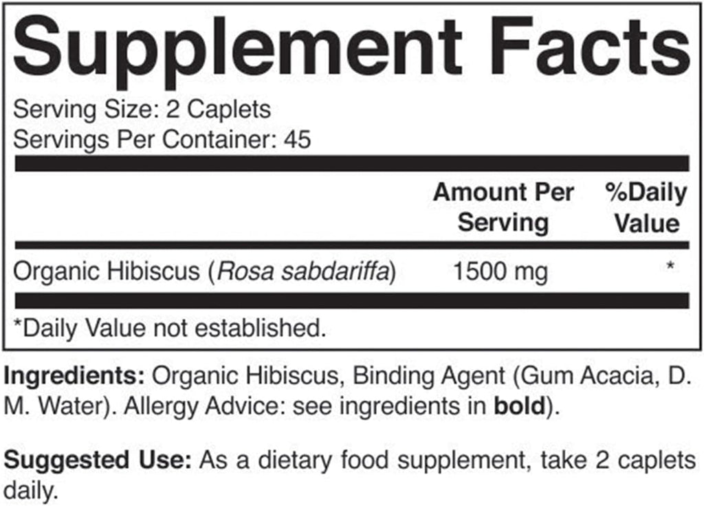 Brieofood Hibisco Orgánico 1500mg, 90 Comprimidos Vegetarianos