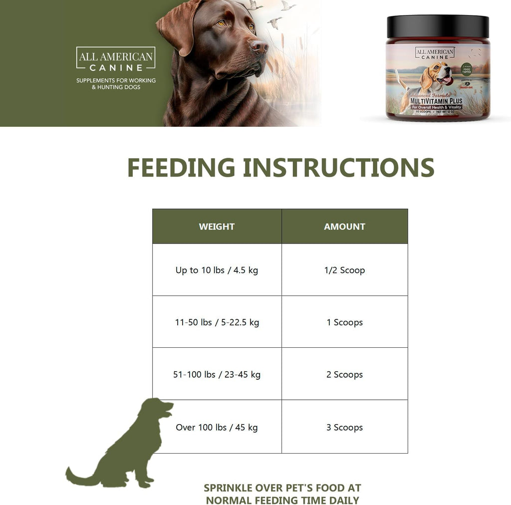All American Canine Multivitamin Powder - Glucosamina y Condroitina para Articulaciones, Enzimas Digestivas y Probióticos, Sabor a Carne de Res, 90 Servicios