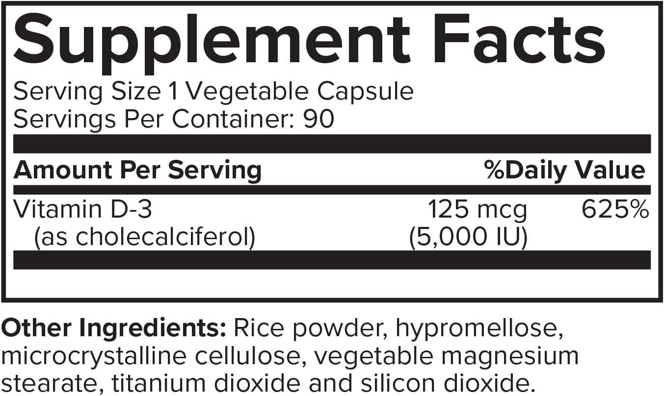 Portions Master Vitamina D3 5000 IU - 90 Cápsulas Veganas