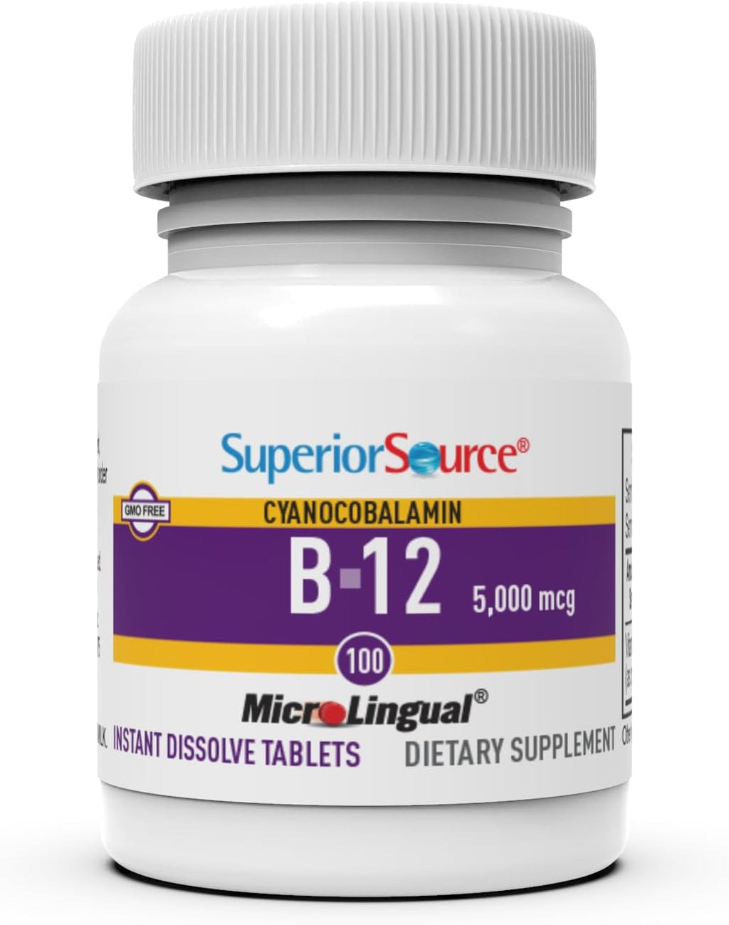 Superior Source No Shot Methylcobalamin B12 con Ácido Fólico - 60 Comprimidos Sublinguales