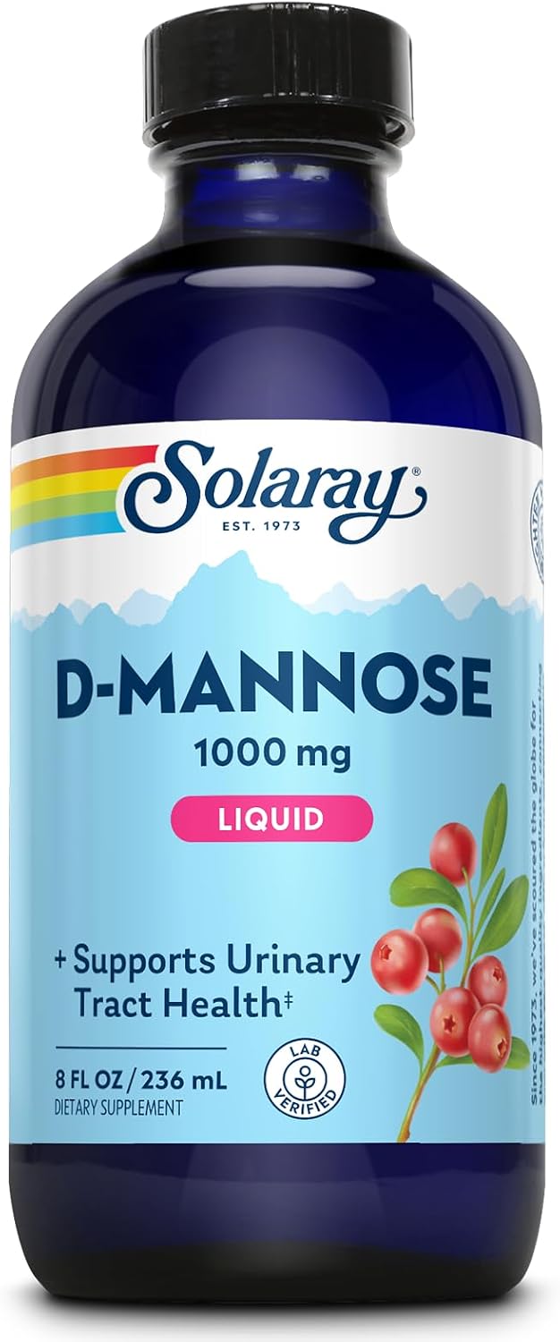 SOLARAY D-Mannosa 1000 mg Fórmula Líquida con Extracto de Arándano CranActin - Suplemento de D-Mannosa y Arándano con Vitamina C - 237 ml