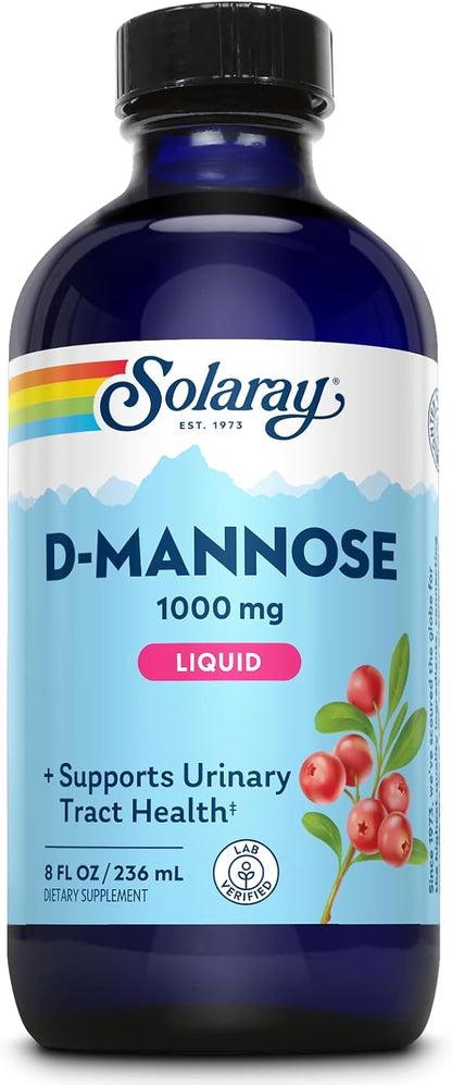 SOLARAY D-Mannosa 1000 mg Fórmula Líquida con Extracto de Arándano CranActin - Suplemento de D-Mannosa y Arándano con – Image 1