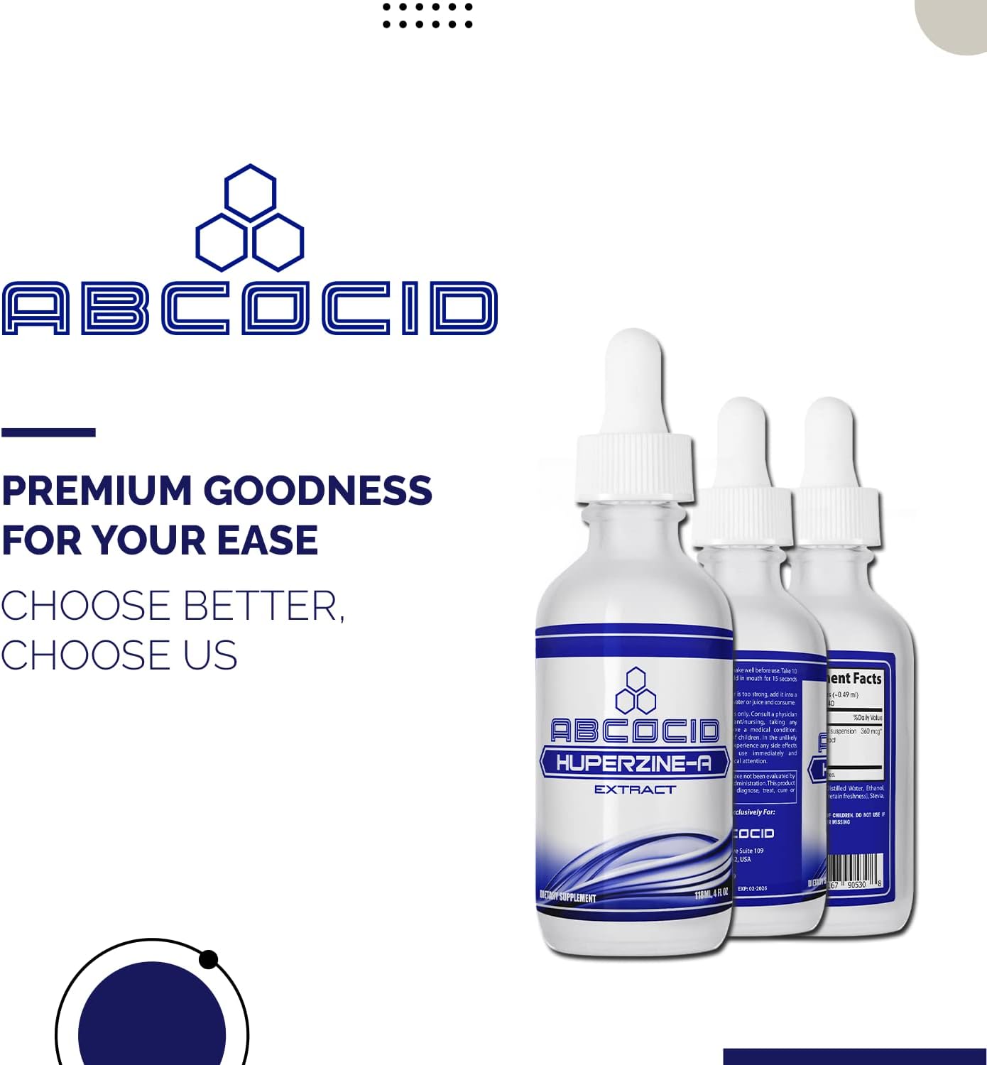 ABCOCID Huperzina-A Líquido 360 mcg, 4 Oz (240 dosis)