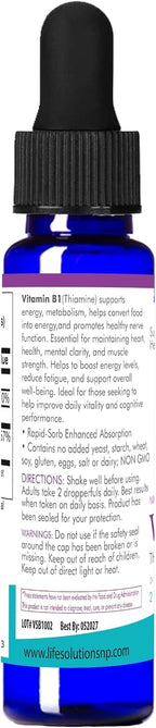 Life Solutions Vitamina B1 (Tiamina) en Gotas, 2 oz