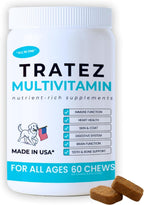 TRATEZ Multivitamínico para Perros 25-en-1 - Chews Blandos con Vitaminas y Minerales Esenciales, 60 Unidades