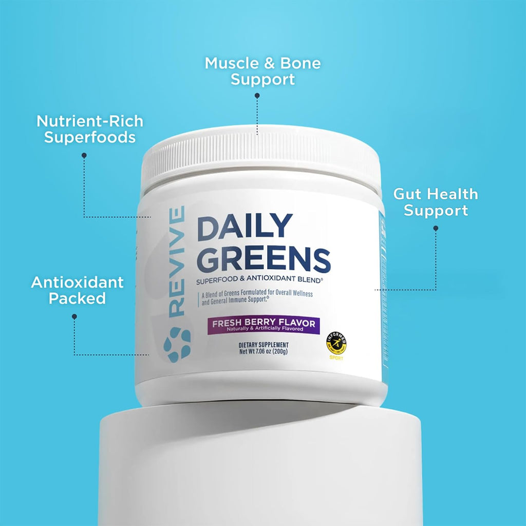 Revive MD Daily Green Powder Superfood (Fresa Fresca) - 30 porciones