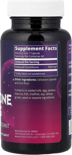 Cápsulas de Glutatión Reducido de MRM Nutrition - 500 mg por dosis - 60 cápsulas